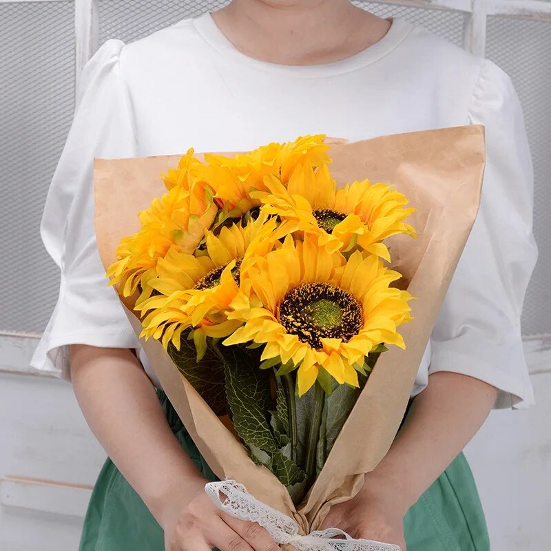 Sunny Artificial Sunflower Bouquets Wedding Decoration