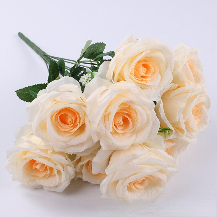 Elegant Silk Eternal Rose Bouquet - 10 Roses for Weddings and Home Décor