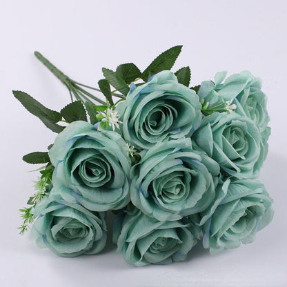 Elegant Silk Eternal Rose Bouquet - 10 Roses for Weddings and Home Décor