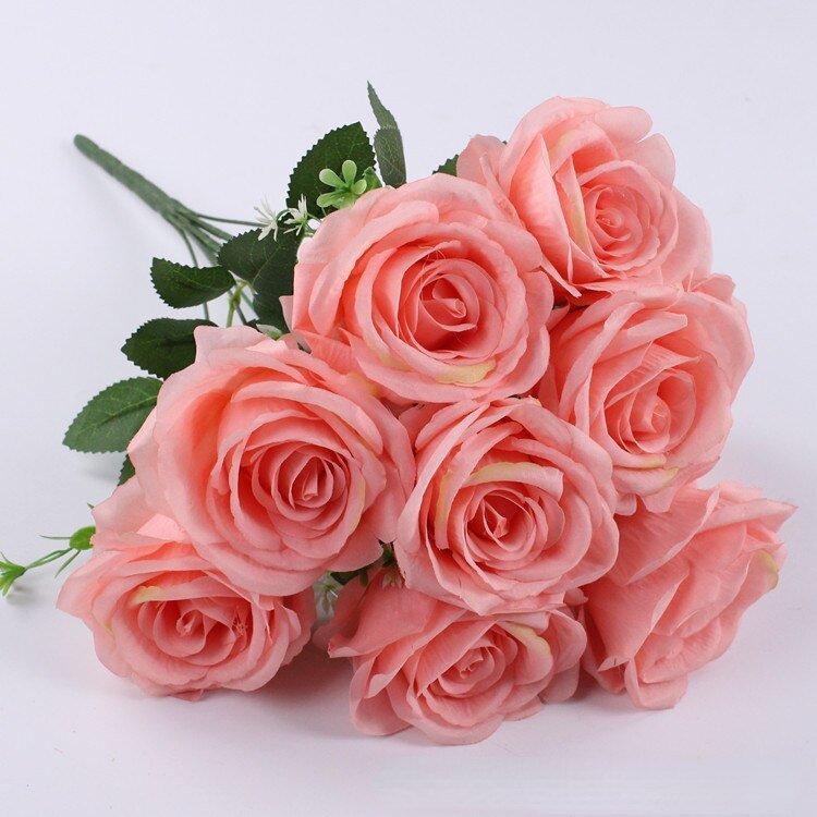 Elegant Silk Eternal Rose Bouquet - 10 Roses for Weddings and Home Décor