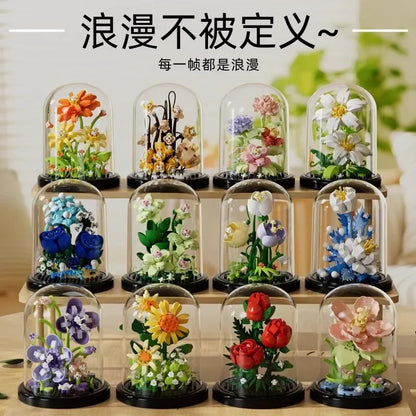 Immortal Flower Under Glass Dome – Elegant Construction Toy