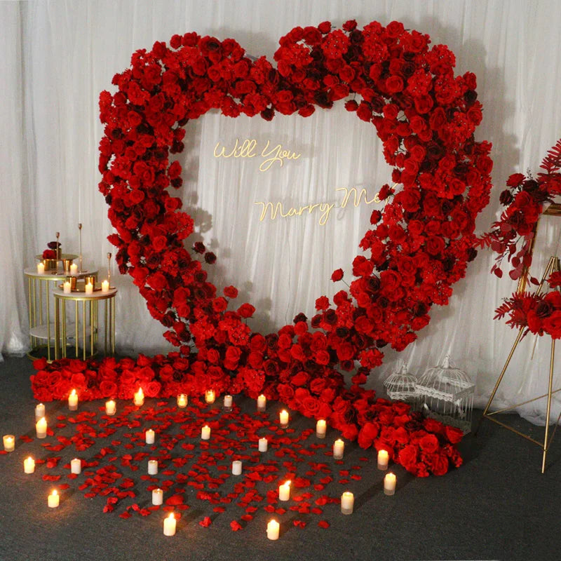 5D Red Rose Flower Wall - Ideal for Weddings & Party Decor