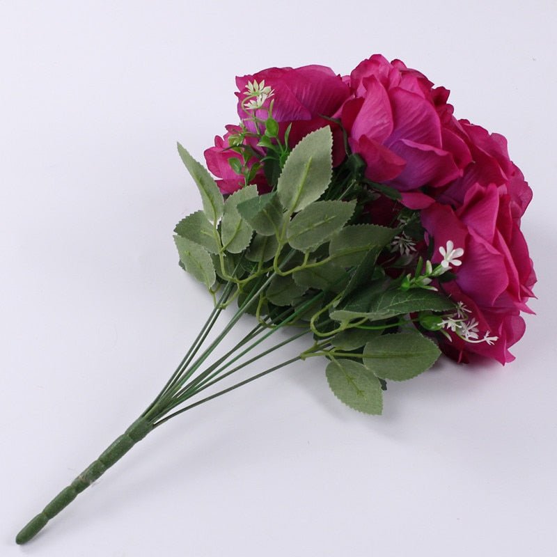 Elegant Silk Eternal Rose Bouquet - 10 Roses for Weddings and Home Décor